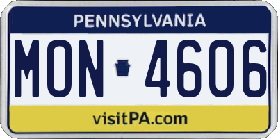 PA license plate MON4606