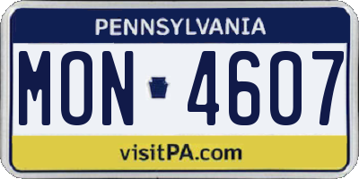 PA license plate MON4607