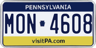 PA license plate MON4608