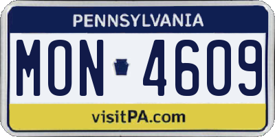 PA license plate MON4609