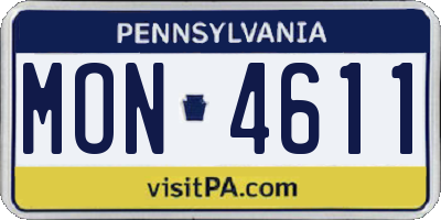 PA license plate MON4611
