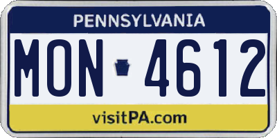 PA license plate MON4612
