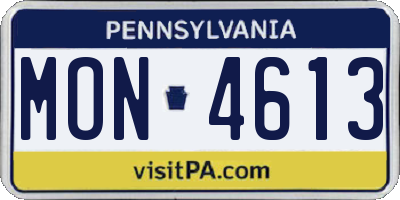 PA license plate MON4613