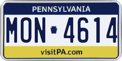 PA license plate MON4614
