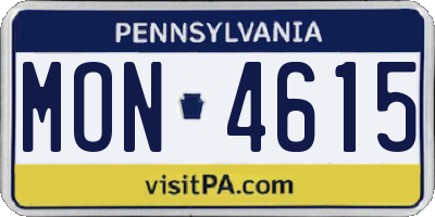 PA license plate MON4615