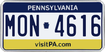 PA license plate MON4616