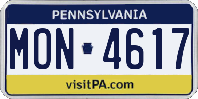 PA license plate MON4617