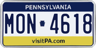 PA license plate MON4618