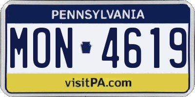 PA license plate MON4619