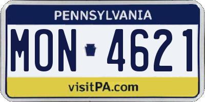 PA license plate MON4621