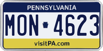 PA license plate MON4623