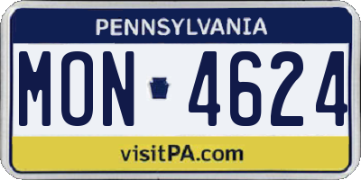 PA license plate MON4624
