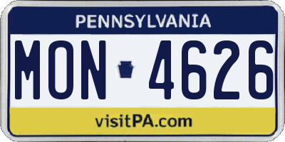 PA license plate MON4626