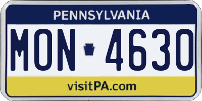 PA license plate MON4630