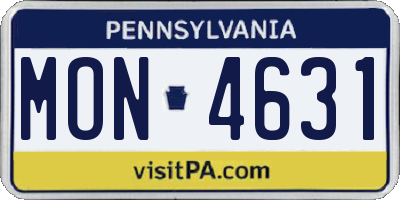PA license plate MON4631