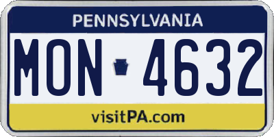 PA license plate MON4632