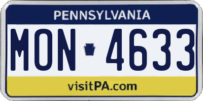PA license plate MON4633