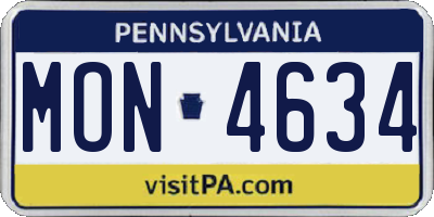PA license plate MON4634