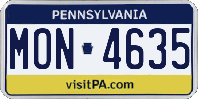 PA license plate MON4635