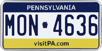 PA license plate MON4636