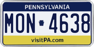 PA license plate MON4638