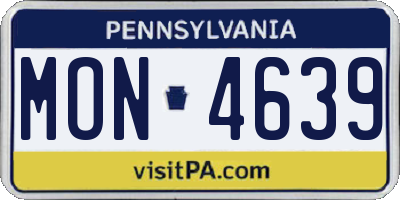 PA license plate MON4639