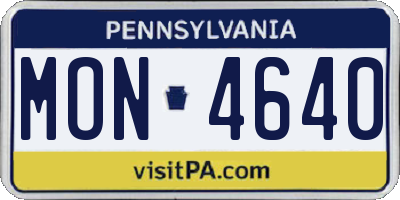 PA license plate MON4640