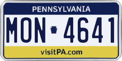 PA license plate MON4641