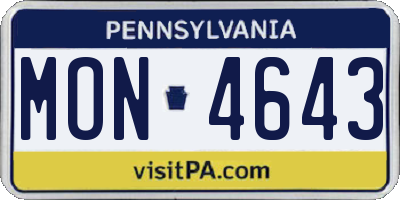 PA license plate MON4643