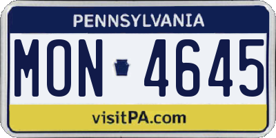 PA license plate MON4645
