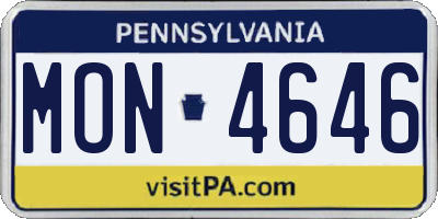 PA license plate MON4646