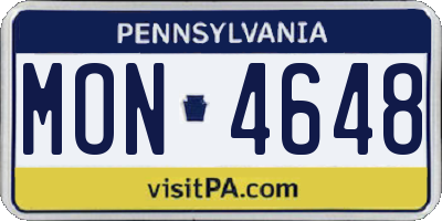 PA license plate MON4648