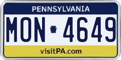 PA license plate MON4649
