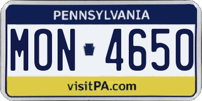 PA license plate MON4650