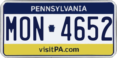 PA license plate MON4652