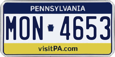 PA license plate MON4653