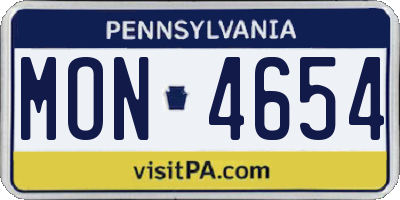 PA license plate MON4654