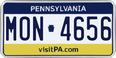 PA license plate MON4656