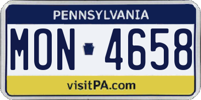 PA license plate MON4658