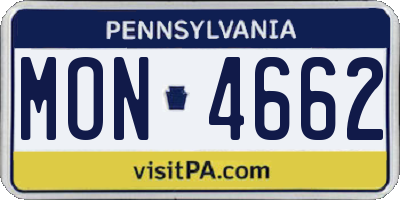 PA license plate MON4662