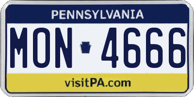 PA license plate MON4666