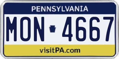 PA license plate MON4667