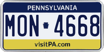 PA license plate MON4668