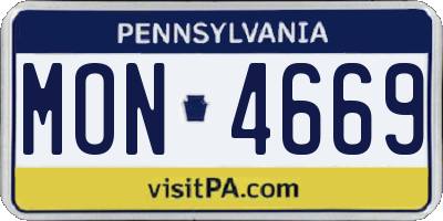 PA license plate MON4669