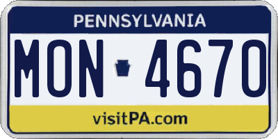 PA license plate MON4670