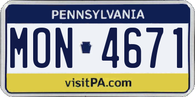 PA license plate MON4671