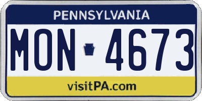 PA license plate MON4673