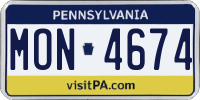 PA license plate MON4674