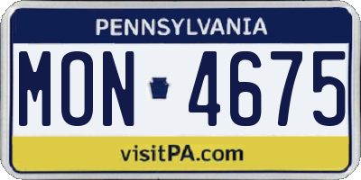 PA license plate MON4675