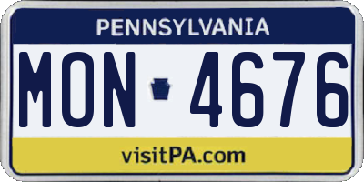 PA license plate MON4676